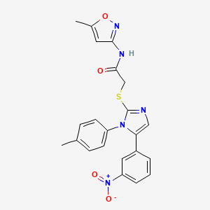 molecular formula C22H19N5O4S B2841818 N-(5-甲基异噁唑-3-基)-2-((5-(3-硝基苯基)-1-(对甲苯基)-1H-咪唑-2-基)硫)乙酰胺 CAS No. 1234878-26-2