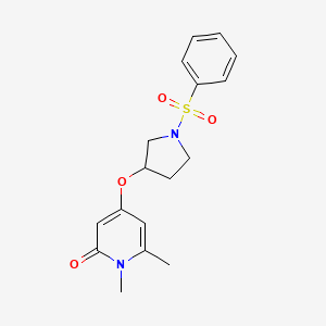 molecular formula C17H20N2O4S B2841820 1,6-dimethyl-4-((1-(phenylsulfonyl)pyrrolidin-3-yl)oxy)pyridin-2(1H)-one CAS No. 2034389-35-8