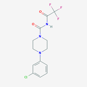 molecular formula C13H13ClF3N3O2 B284183 4-(3-chlorophenyl)-N-(2,2,2-trifluoroacetyl)piperazine-1-carboxamide 
