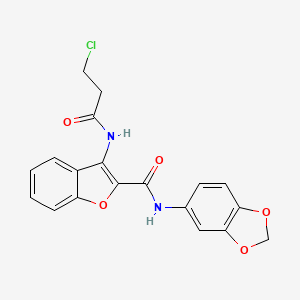 molecular formula C19H15ClN2O5 B2841849 N-(benzo[d][1,3]dioxol-5-yl)-3-(3-chloropropanamido)benzofuran-2-carboxamide CAS No. 888458-63-7