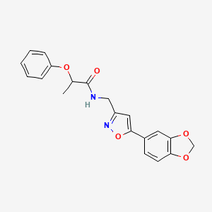 molecular formula C20H18N2O5 B2841850 N-((5-(苯并[d][1,3]二噁杂环-5-基)异噁唑-3-基)甲基)-2-苯氧基丙酰胺 CAS No. 1040640-34-3