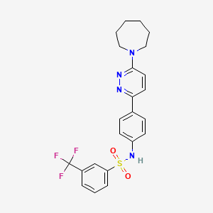 molecular formula C23H23F3N4O2S B2841856 N-[4-(6-azepan-1-ylpyridazin-3-yl)phenyl]-3-(trifluoromethyl)benzenesulfonamide CAS No. 946317-60-8