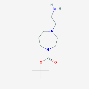 molecular formula C12H25N3O2 B2841857 4-(2-Amino-ethyl)-[1,4]diazepane-1-carboxylic acid tert-butyl ester CAS No. 874841-91-5