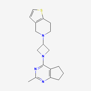 molecular formula C18H22N4S B2841867 5-[1-(2-Methyl-6,7-dihydro-5H-cyclopenta[d]pyrimidin-4-yl)azetidin-3-yl]-6,7-dihydro-4H-thieno[3,2-c]pyridine CAS No. 2380176-96-3