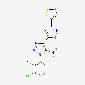 molecular formula C15H11ClN6OS B2841873 1-(3-chloro-2-methylphenyl)-4-(3-(thiophen-2-yl)-1,2,4-oxadiazol-5-yl)-1H-1,2,3-triazol-5-amine CAS No. 892749-50-7