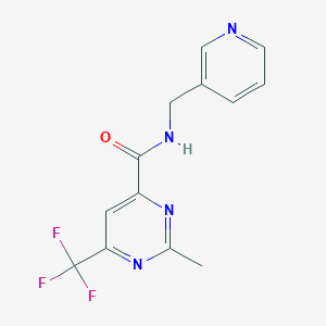 molecular formula C13H11F3N4O B2841878 2-Methyl-N-(pyridin-3-ylmethyl)-6-(trifluoromethyl)pyrimidine-4-carboxamide CAS No. 2415602-62-7