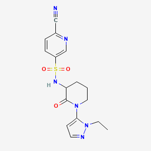molecular formula C16H18N6O3S B2841893 6-Cyano-N-[1-(2-ethylpyrazol-3-yl)-2-oxopiperidin-3-yl]pyridine-3-sulfonamide CAS No. 2103620-06-8