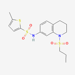 molecular formula C17H22N2O4S3 B2841902 5-methyl-N-(1-(propylsulfonyl)-1,2,3,4-tetrahydroquinolin-7-yl)thiophene-2-sulfonamide CAS No. 946226-86-4