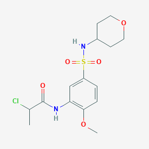 molecular formula C15H21ClN2O5S B2841904 2-Chloro-N-[2-methoxy-5-(oxan-4-ylsulfamoyl)phenyl]propanamide CAS No. 2411308-62-6