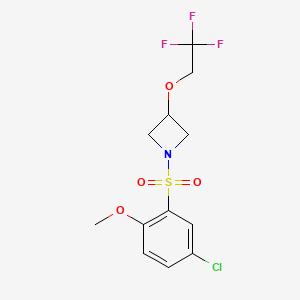 molecular formula C12H13ClF3NO4S B2841909 1-((5-Chloro-2-methoxyphenyl)sulfonyl)-3-(2,2,2-trifluoroethoxy)azetidine CAS No. 2320210-84-0