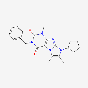 molecular formula C22H25N5O2 B2841912 2-Benzyl-6-cyclopentyl-4,7,8-trimethylpurino[7,8-a]imidazole-1,3-dione CAS No. 887672-14-2