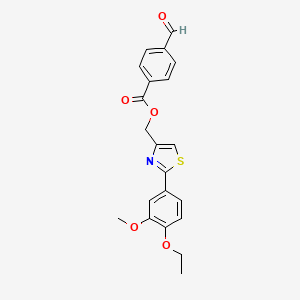 [2-(4-Ethoxy-3-methoxyphenyl)-1,3-thiazol-4-yl]methyl 4-formylbenzoate