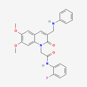 molecular formula C26H24FN3O4 B2841919 2-[3-(anilinomethyl)-6,7-dimethoxy-2-oxoquinolin-1(2H)-yl]-N-(2-fluorophenyl)acetamide CAS No. 899724-89-1