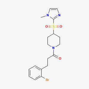 molecular formula C18H22BrN3O3S B2841938 3-(2-bromophenyl)-1-(4-((1-methyl-1H-imidazol-2-yl)sulfonyl)piperidin-1-yl)propan-1-one CAS No. 2320887-81-6