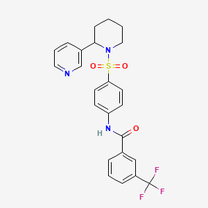 molecular formula C24H22F3N3O3S B2841939 N-[4-(2-吡啶-3-基哌啶-1-基)磺酰苯基]-3-(三氟甲基)苯甲酰胺 CAS No. 393834-95-2