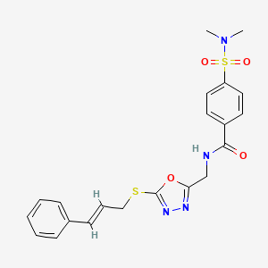 molecular formula C21H22N4O4S2 B2841942 (E)-N-((5-(cinnamylthio)-1,3,4-oxadiazol-2-yl)methyl)-4-(N,N-dimethylsulfamoyl)benzamide CAS No. 941985-63-3