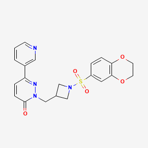 molecular formula C21H20N4O5S B2841950 2-{[1-(2,3-Dihydro-1,4-benzodioxine-6-sulfonyl)azetidin-3-yl]methyl}-6-(pyridin-3-yl)-2,3-dihydropyridazin-3-one CAS No. 2201018-88-2