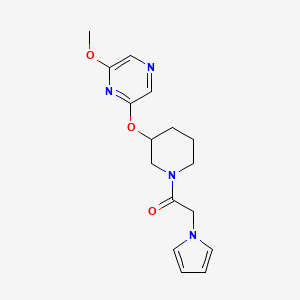 molecular formula C16H20N4O3 B2841968 1-(3-((6-methoxypyrazin-2-yl)oxy)piperidin-1-yl)-2-(1H-pyrrol-1-yl)ethanone CAS No. 2034481-61-1