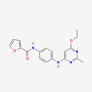 molecular formula C18H18N4O3 B2841969 N-(4-((6-ethoxy-2-methylpyrimidin-4-yl)amino)phenyl)furan-2-carboxamide CAS No. 946355-47-1