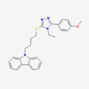 molecular formula C27H28N4OS B2841978 9-(4-((4-ethyl-5-(4-methoxyphenyl)-4H-1,2,4-triazol-3-yl)thio)butyl)-9H-carbazole CAS No. 923147-25-5