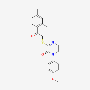 molecular formula C21H20N2O3S B2841990 3-((2-(2,4-dimethylphenyl)-2-oxoethyl)thio)-1-(4-methoxyphenyl)pyrazin-2(1H)-one CAS No. 946300-53-4