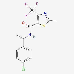 molecular formula C14H12ClF3N2OS B2841998 N-[1-(4-氯苯基)乙基]-2-甲基-4-(三氟甲基)-1,3-噻唑-5-羧酰胺 CAS No. 338793-22-9