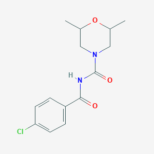 molecular formula C14H17ClN2O3 B284200 N-(4-chlorobenzoyl)-2,6-dimethylmorpholine-4-carboxamide 