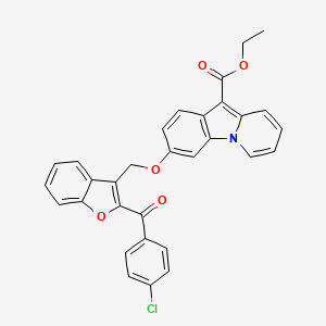 molecular formula C31H22ClNO5 B2842002 Ethyl 3-{[2-(4-chlorobenzoyl)-1-benzofuran-3-yl]methoxy}pyrido[1,2-a]indole-10-carboxylate CAS No. 339020-42-7