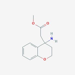 molecular formula C12H15NO3 B2842004 乙酸甲酯 2-(4-氨基-3,4-二氢-2H-1-苯并吡喃-4-基)甲酸甲酯 CAS No. 1521896-32-1