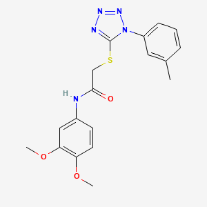 molecular formula C18H19N5O3S B2842009 N-(3,4-dimethoxyphenyl)-2-[1-(3-methylphenyl)tetrazol-5-yl]sulfanylacetamide CAS No. 904817-94-3