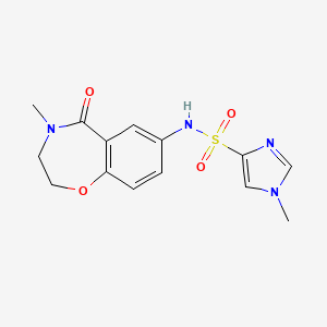 molecular formula C14H16N4O4S B2842012 1-methyl-N-(4-methyl-5-oxo-2,3,4,5-tetrahydrobenzo[f][1,4]oxazepin-7-yl)-1H-imidazole-4-sulfonamide CAS No. 1428378-67-9