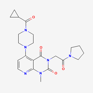 molecular formula C22H28N6O4 B2842022 5-(4-(cyclopropanecarbonyl)piperazin-1-yl)-1-methyl-3-(2-oxo-2-(pyrrolidin-1-yl)ethyl)pyrido[2,3-d]pyrimidine-2,4(1H,3H)-dione CAS No. 1021026-25-4