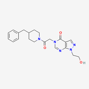 molecular formula C21H25N5O3 B2842059 5-[2-(4-Benzylpiperidin-1-yl)-2-oxoethyl]-1-(2-hydroxyethyl)pyrazolo[3,4-d]pyrimidin-4-one CAS No. 899742-50-8