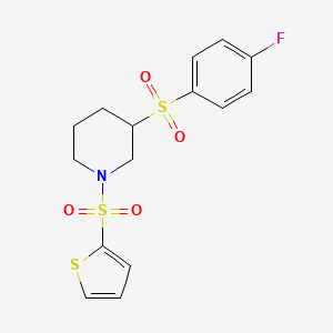 molecular formula C15H16FNO4S3 B2842061 3-((4-Fluorophenyl)sulfonyl)-1-(thiophen-2-ylsulfonyl)piperidine CAS No. 1797682-06-4