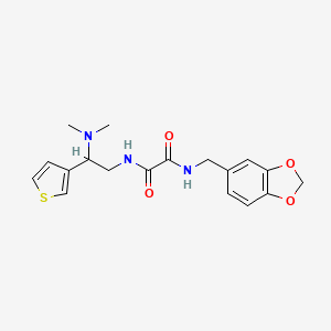 B2842062 N1-(benzo[d][1,3]dioxol-5-ylmethyl)-N2-(2-(dimethylamino)-2-(thiophen-3-yl)ethyl)oxalamide CAS No. 946375-05-9