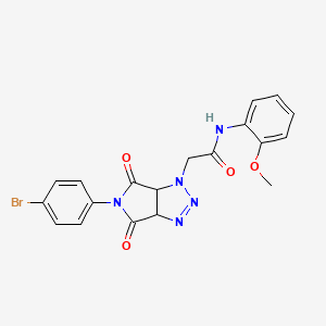 molecular formula C19H16BrN5O4 B2842072 2-(5-(4-bromophenyl)-4,6-dioxo-4,5,6,6a-tetrahydropyrrolo[3,4-d][1,2,3]triazol-1(3aH)-yl)-N-(2-methoxyphenyl)acetamide CAS No. 1052619-86-9