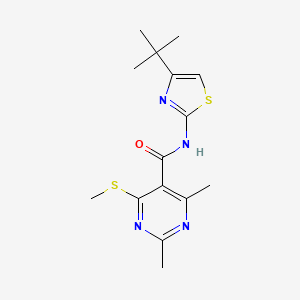 molecular formula C15H20N4OS2 B2842107 N-(4-Tert-butyl-1,3-thiazol-2-yl)-2,4-dimethyl-6-methylsulfanylpyrimidine-5-carboxamide CAS No. 1645384-08-2