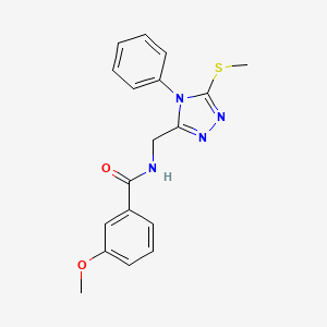 molecular formula C18H18N4O2S B2842109 3-methoxy-N-((5-(methylthio)-4-phenyl-4H-1,2,4-triazol-3-yl)methyl)benzamide CAS No. 391918-15-3