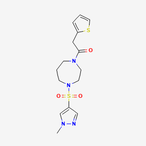 1-(4-((1-methyl-1H-pyrazol-4-yl)sulfonyl)-1,4-diazepan-1-yl)-2-(thiophen-2-yl)ethanone