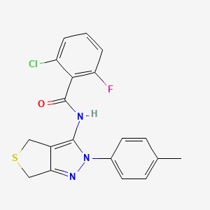 molecular formula C19H15ClFN3OS B2842127 2-chloro-6-fluoro-N-[2-(4-methylphenyl)-4,6-dihydrothieno[3,4-c]pyrazol-3-yl]benzamide CAS No. 396721-47-4