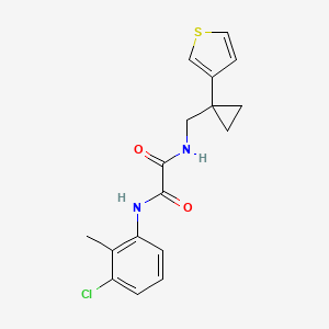 molecular formula C17H17ClN2O2S B2842129 N'-(3-Chloro-2-methylphenyl)-N-[(1-thiophen-3-ylcyclopropyl)methyl]oxamide CAS No. 2415585-34-9