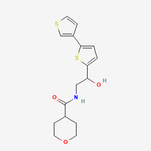 molecular formula C16H19NO3S2 B2842133 N-(2-([2,3'-联噻吩]-5-基)-2-羟基乙基)四氢-2H-吡喃-4-甲酸酰胺 CAS No. 2194908-48-8