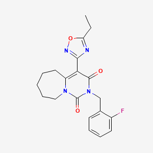 molecular formula C20H21FN4O3 B2842138 4-(5-ethyl-1,2,4-oxadiazol-3-yl)-2-(2-fluorobenzyl)-6,7,8,9-tetrahydropyrimido[1,6-a]azepine-1,3(2H,5H)-dione CAS No. 2061679-24-9