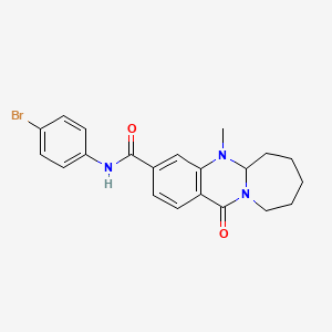 molecular formula C21H22BrN3O2 B2842140 N-(4-溴苯基)-5-甲基-12-氧代-5,5a,6,7,8,9,10,12-八氢吖啶并[2,1-b]喹唑啉-3-羧酰胺 CAS No. 1775409-06-7