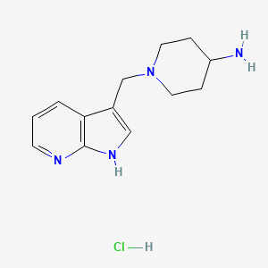 molecular formula C13H19ClN4 B2842148 1-({1H-吡咯并[2,3-b]吡啶-3-基}甲基)哌啶-4-胺盐酸盐 CAS No. 1864061-20-0