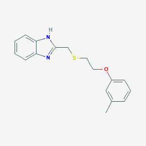 molecular formula C17H18N2OS B284223 2-[(1H-benzimidazol-2-ylmethyl)sulfanyl]ethyl 3-methylphenyl ether 