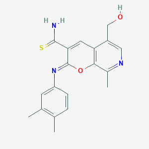 (2Z)-2-[(3,4-dimethylphenyl)imino]-5-(hydroxymethyl)-8-methyl-2H-pyrano[2,3-c]pyridine-3-carbothioamide