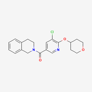 molecular formula C20H21ClN2O3 B2842242 (5-chloro-6-((tetrahydro-2H-pyran-4-yl)oxy)pyridin-3-yl)(3,4-dihydroisoquinolin-2(1H)-yl)methanone CAS No. 1903462-23-6