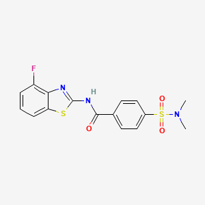 molecular formula C16H14FN3O3S2 B2842256 4-(N,N-二甲基磺酰氨基)-N-(4-氟苯并[d]噻唑-2-基)苯甲酰胺 CAS No. 905673-31-6