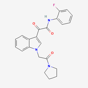 molecular formula C22H20FN3O3 B2842258 N-(2-fluorophenyl)-2-oxo-2-[1-(2-oxo-2-pyrrolidin-1-ylethyl)indol-3-yl]acetamide CAS No. 872849-33-7